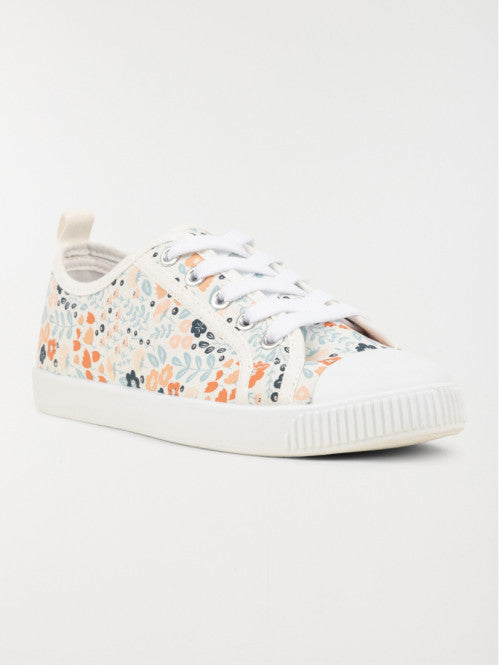 Floral pattern canvas sneakers
