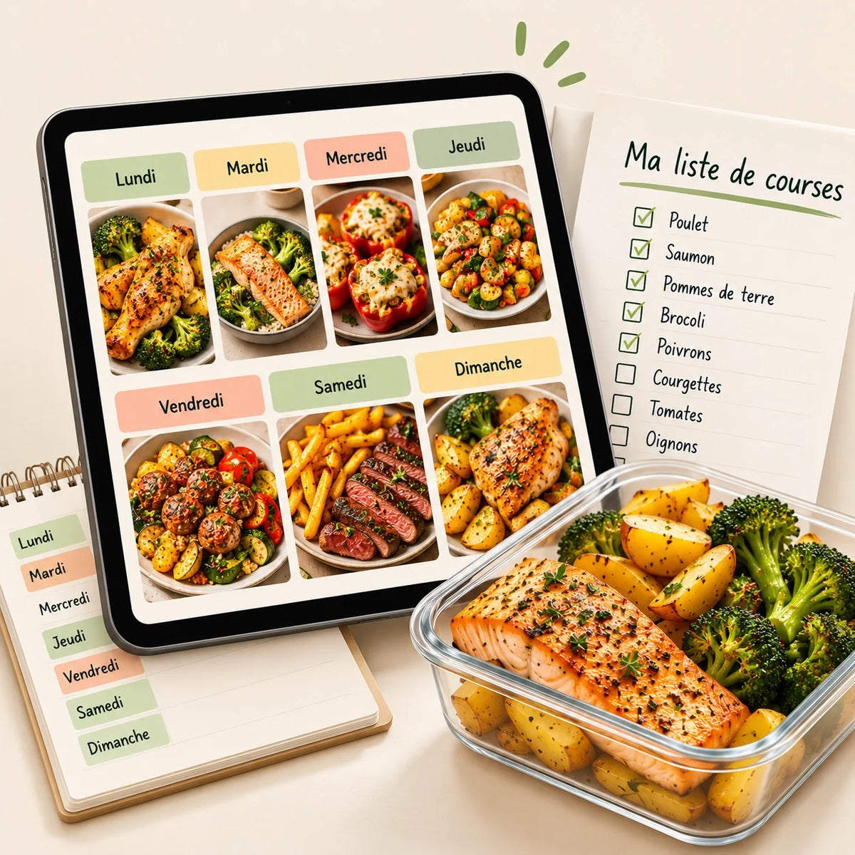 Planning repas de la semaine & liste de courses